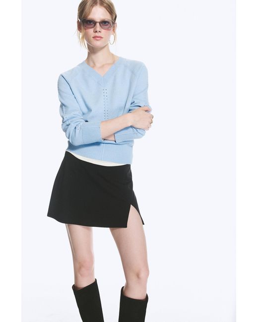 Monki Black Mini Slit Skirt