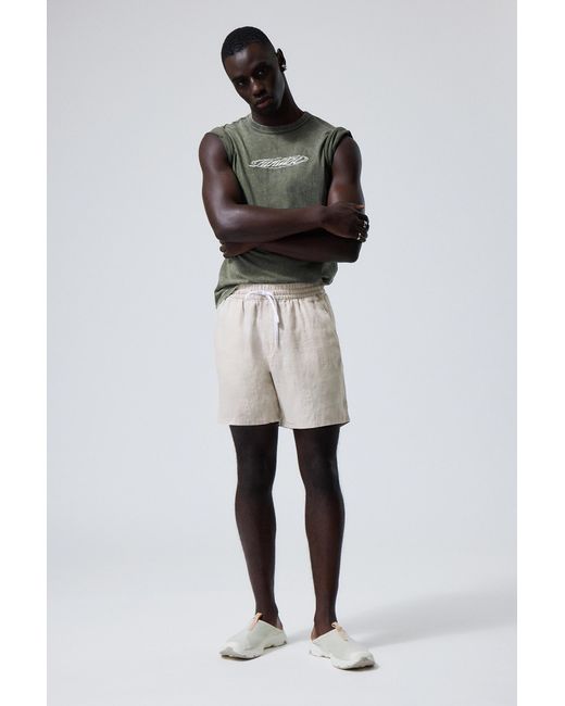Weekday White Olsen Linen Shorts for men