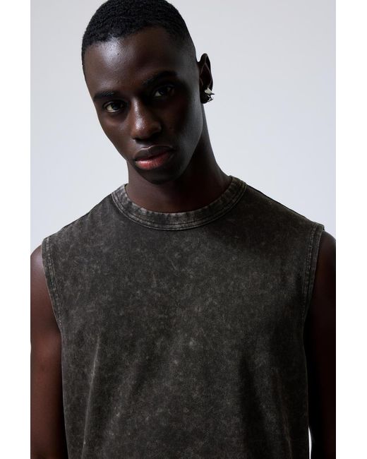 Weekday Black Boxy Washed Tank Top for men