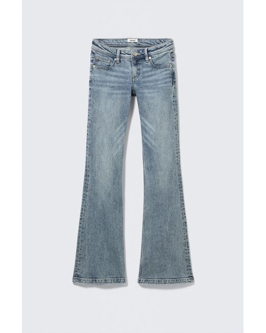 Monki Blue Low Rise Slim Flared Jeans