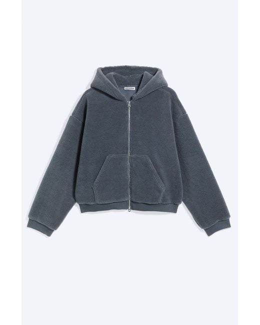 Weekday Blue Two-Way Zip Fleece Hoodie for men