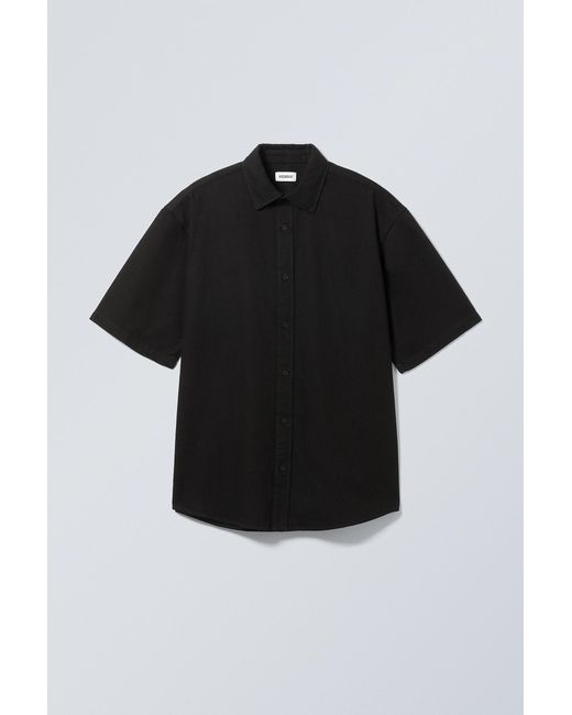 Weekday Black Loose Short Sleeve Denim Shirt for men