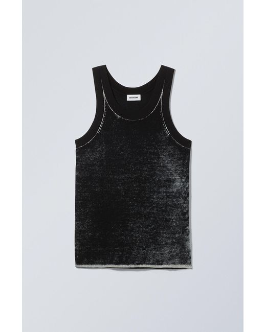 Weekday Black Washed Knitted Tank Top for men