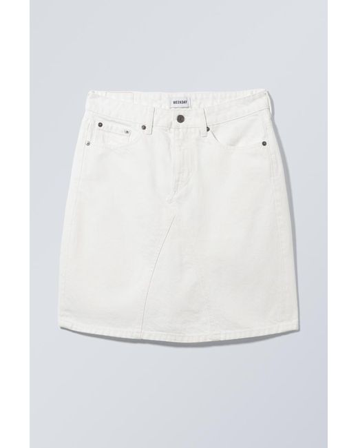Weekday White Knee Length Denim Skirt