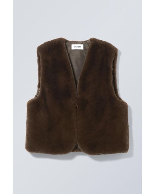 Weekday Brown Alasdair Faux Fur Vest for men