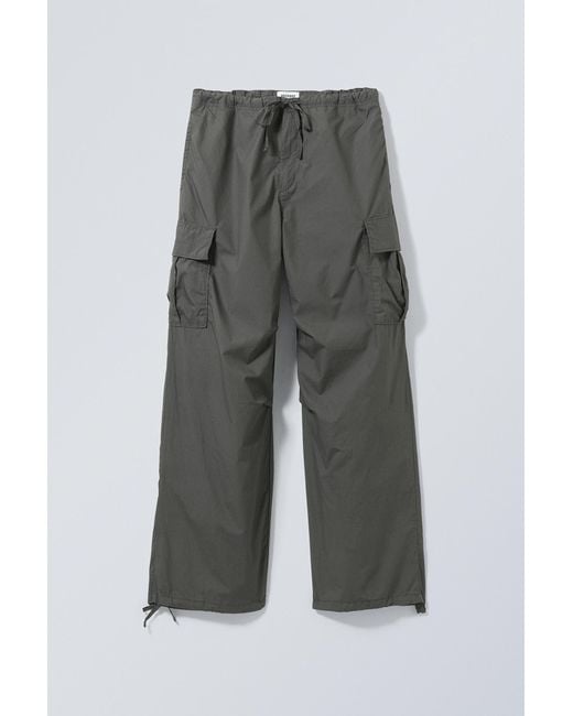 Weekday Gray Parachute Loose Cargo Trousers for men