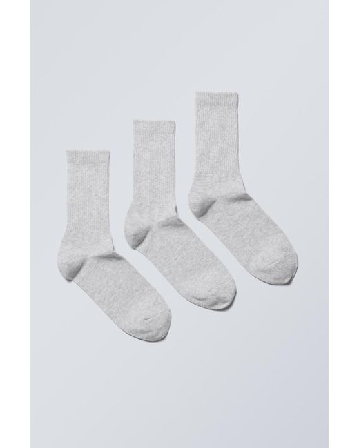 Weekday White Socken Eleven 3Er-Pack