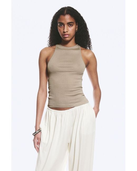 Weekday White Fitted Cotton Jersey Tank Top