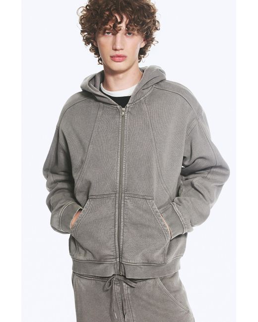 Weekday Gray Boxy Zip Hoodie for men