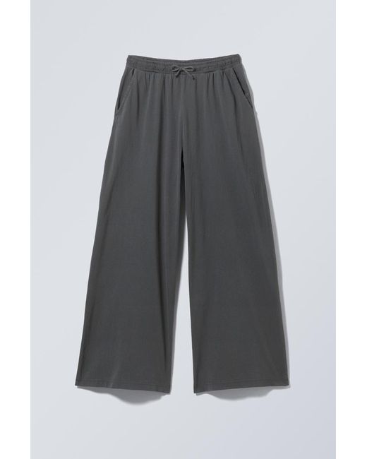Weekday Gray Loose Fit Wide Leg Jersey Trousers