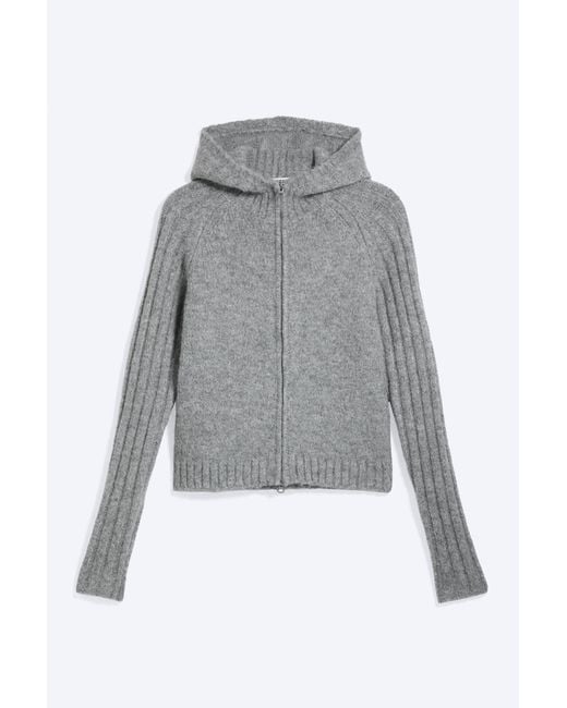 Weekday Gray Knitted Zip Hoodie