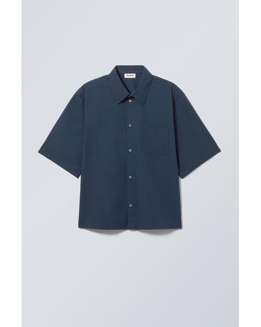 Weekday Blue Cropped Short Sleeve Shirt for men