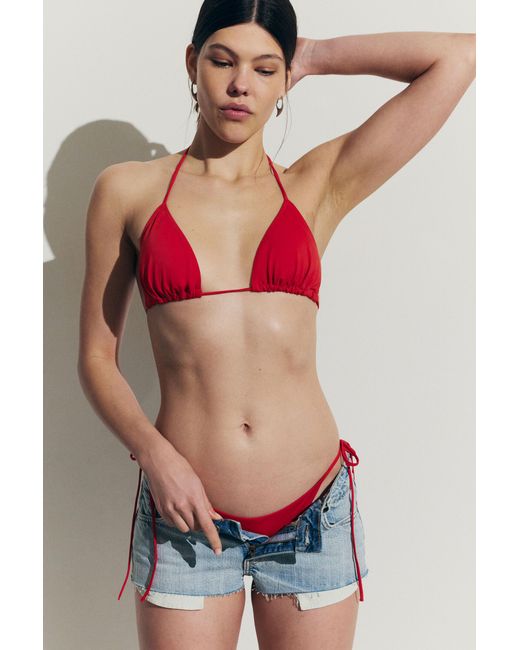 Weekday Red Tie Triangle Bikini Top
