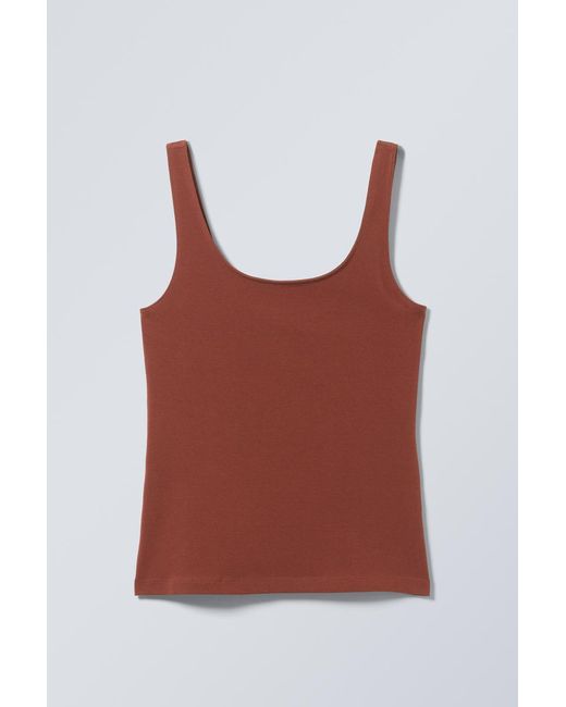 Weekday Red Figurbetontes Tanktop Mit Eckigem Ausschnitt