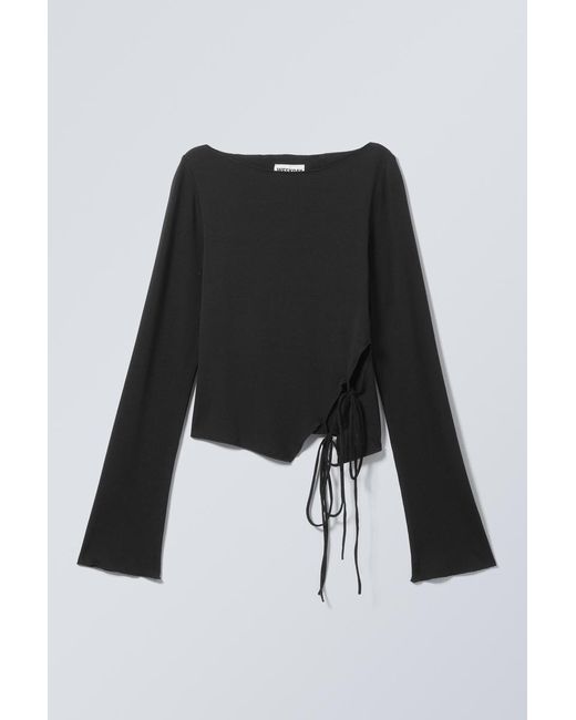 Weekday Black Side Tie Top