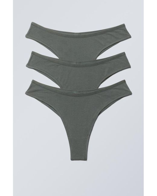 Weekday Gray 3Er-Pack Brazilian-Slips Inez Aus Baumwolle