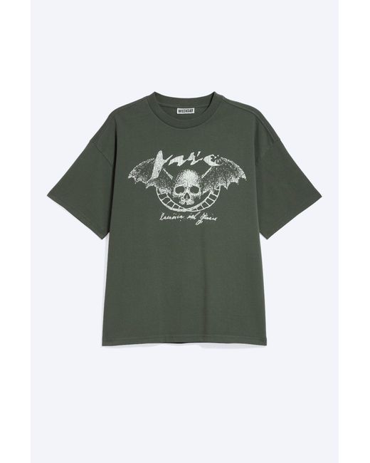 Weekday Green Boxy Printed Graphic T-Shirt for men