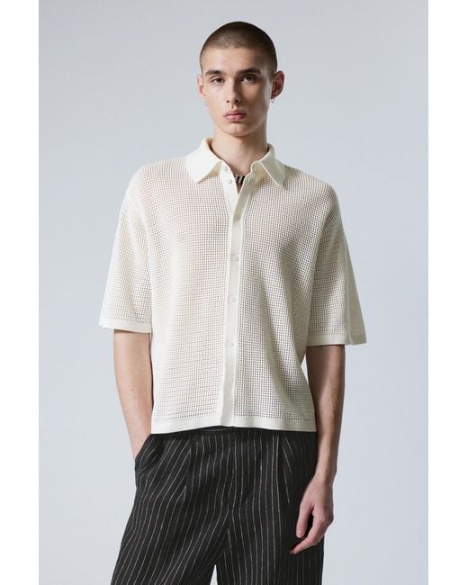 Weekday White Regular Crochet Short Sleeve Shirt for men