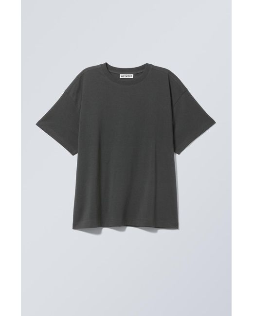 Weekday Black Relaxed Boxy Cotton T-Shirt