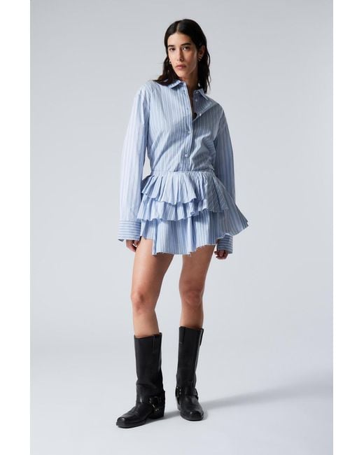 Weekday Blue Pleated Layered Mini Skirt