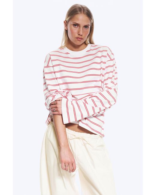 Monki Pink Long-Sleeved Cotton T-Shirt