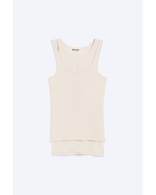 Weekday White Fitted Double‑Layer Jersey Tank
