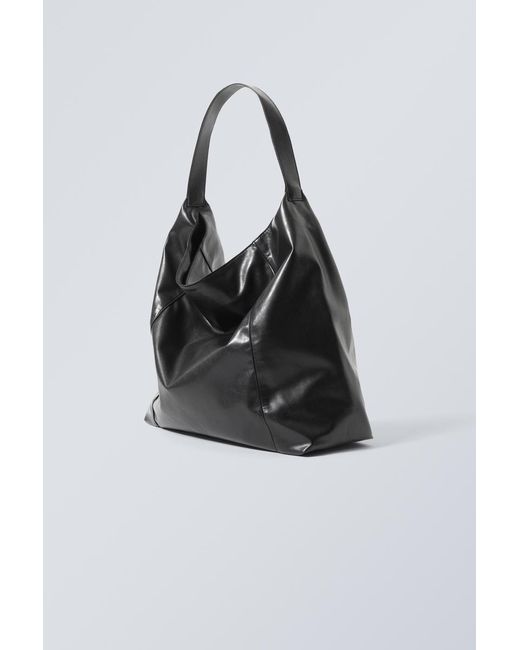 Weekday Black Square Faux Leather Shoulder Bag