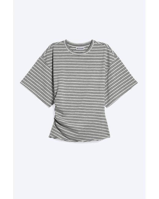 Weekday Gray Draped Fitted T-Shirt
