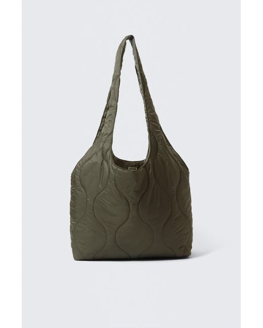Weekday Green Padded Nylon Tote Bag