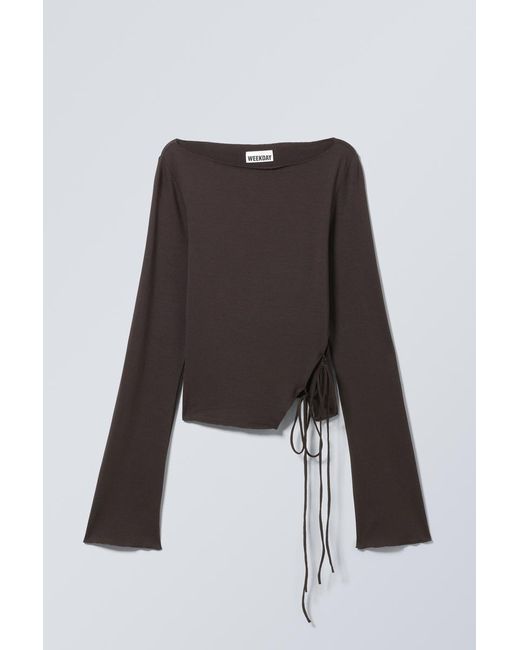 Weekday Black Side Tie Top