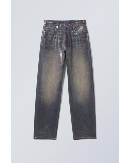 Weekday Gray Galaxy Loose Coated Jeans for men