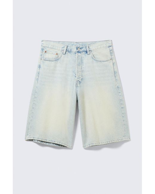 Weekday White Astro Mid Rise Loose Baggy Denim Shorts for men