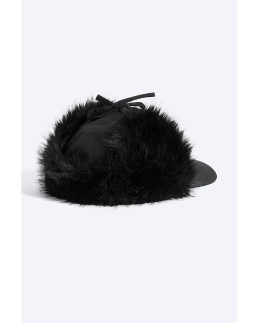 Weekday Black Faux Fur Trapper Cap
