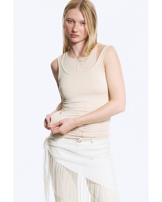 Weekday White Fitted Double‑Layer Jersey Tank