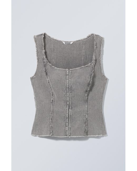Weekday Gray Washed Square Neck Twill Top