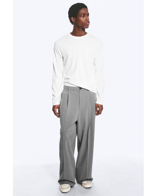 Weekday Gray Nate Regular Waist Baggy Straight Trousers for men