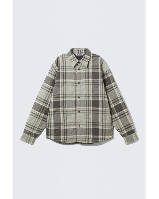 Weekday Gray Padded Flannel Overshirt Jacket for men