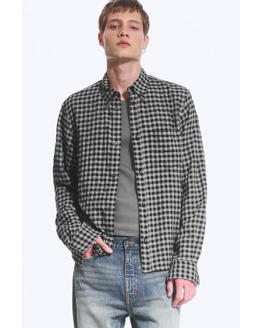 Weekday Gray Structured Long-Sleeved Buttoned Shirt for men