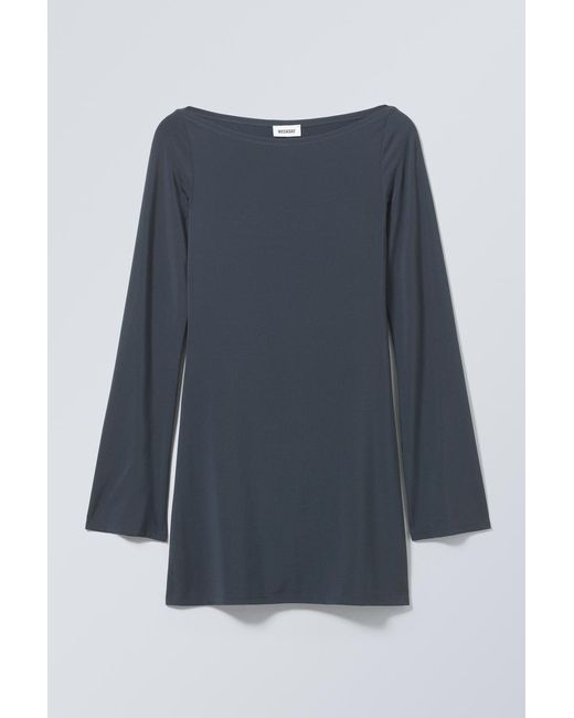 Weekday Blue Era Boat Neck Mini Dress