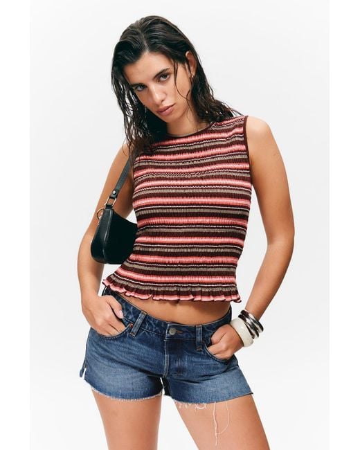 Monki Red Gesmoktes Slim-Fit-Tanktop