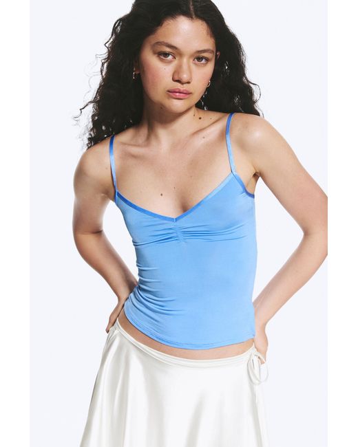 Monki Blue V-Neck Strap Top