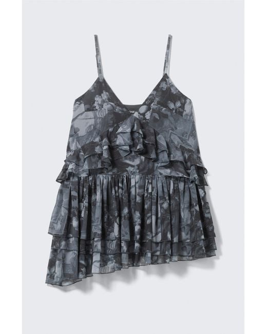 Weekday Blue Layered Ruffled Mini Cami Dress
