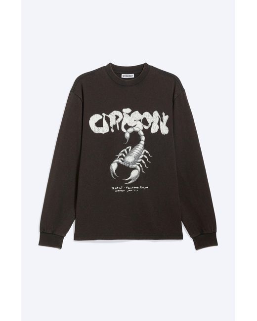 Weekday Black Relaxed Graphic Long-Sleeved T-Shirt for men