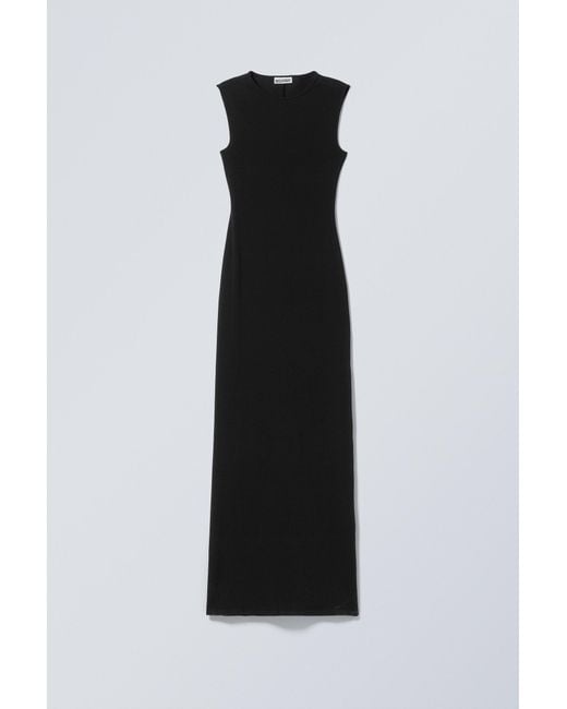 Weekday Black Sleeveless Cotton Jersey Maxi Dress