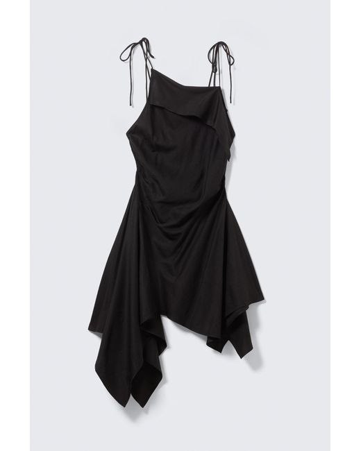 Weekday Black Asymmetric Sleeveless Cowl-Neck Midi Dress