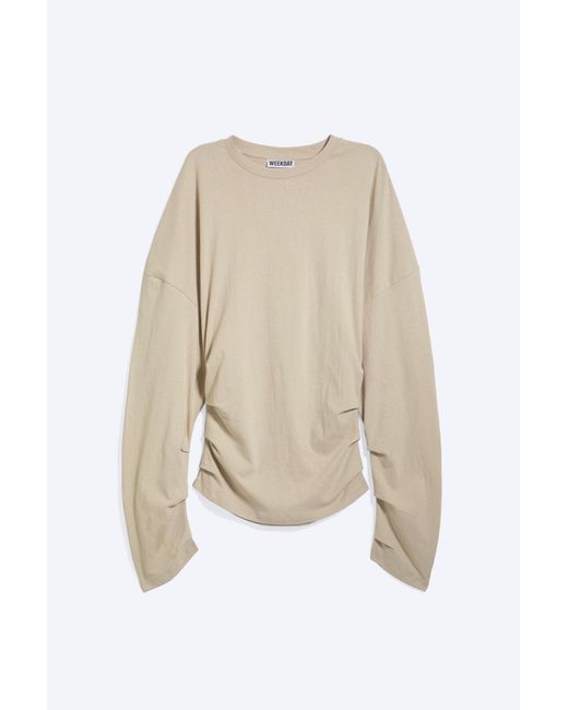 Weekday Natural Pleated Long-Sleeved Top