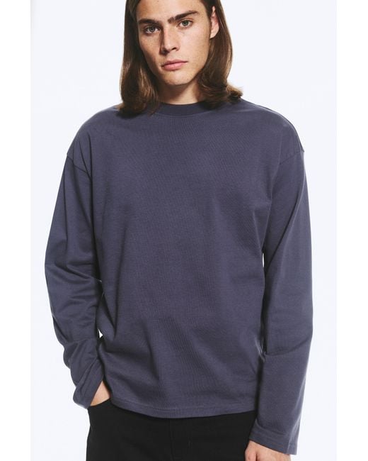 Weekday Blue Loose Boxy Long-Sleeved T-Shirt for men