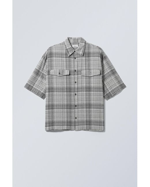 Weekday Gray Oversized Checked Short Sleeve Shirt for men