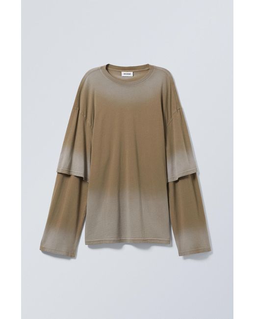 Weekday Brown Oversized Double Dyed Longsleeve Top