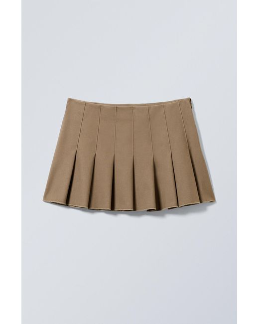 Weekday Natural Short Pleated Mini Skirt